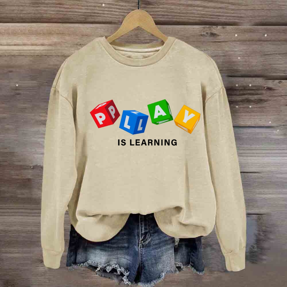 Play Is Learning Colorful Small Squares Sweatshirt