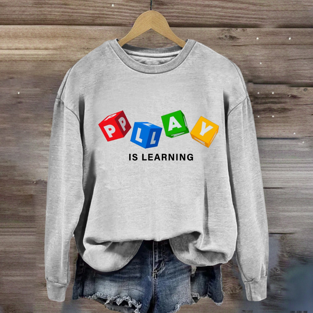 Play Is Learning Colorful Small Squares Sweatshirt