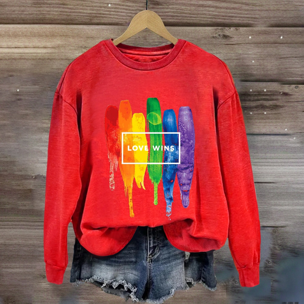 Love Wins Colorful Printed Sweatshirt
