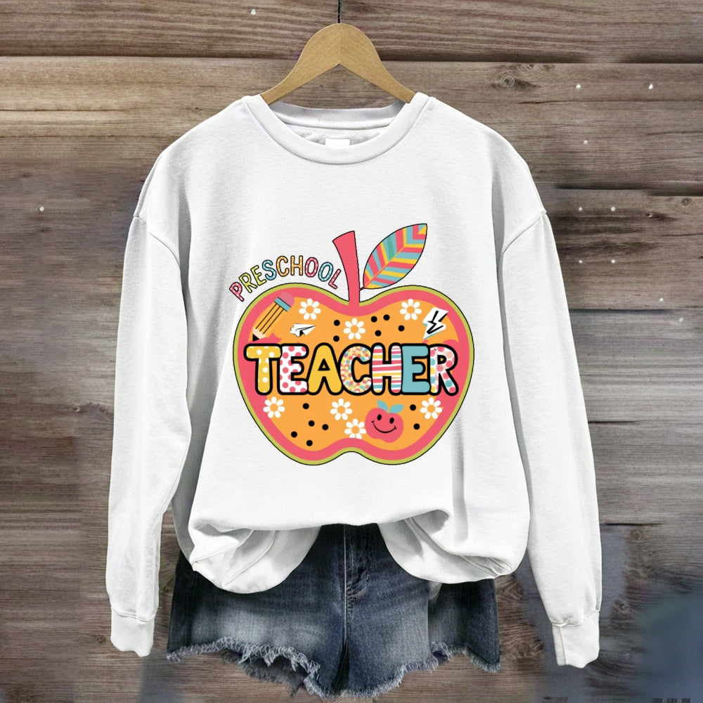 Personalized Grade Apple Graphic Sweatshirt