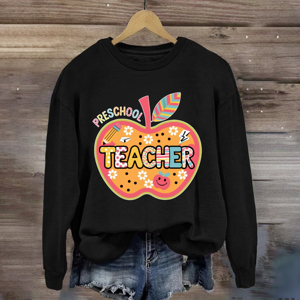 Personalized Grade Apple Graphic Sweatshirt