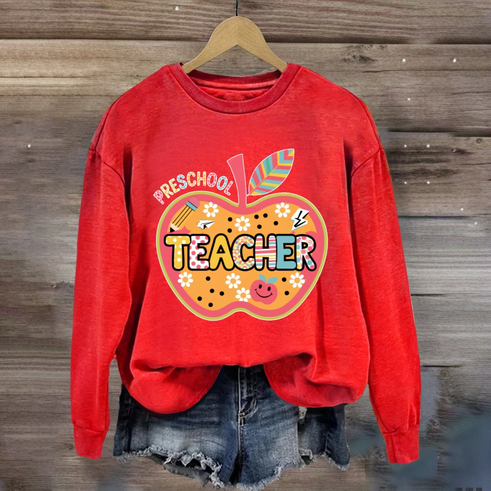 Personalized Grade Apple Graphic Sweatshirt