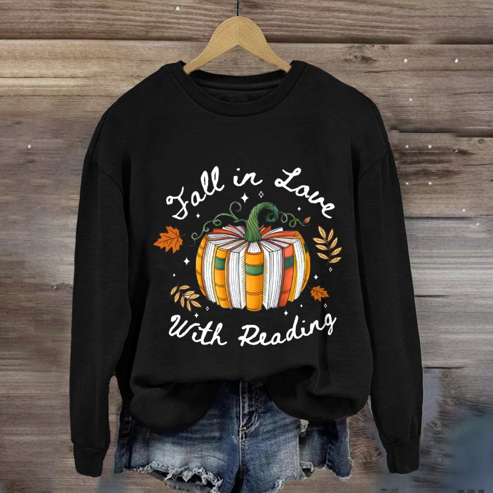Fall In Love With Reading Fall Season Pumpkin Sweatshirt