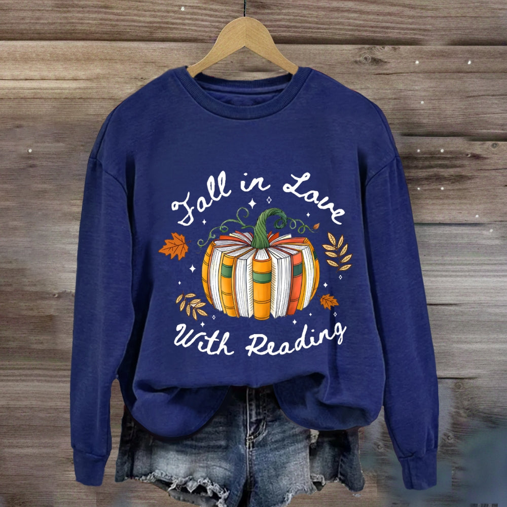 Fall In Love With Reading Fall Season Pumpkin Sweatshirt