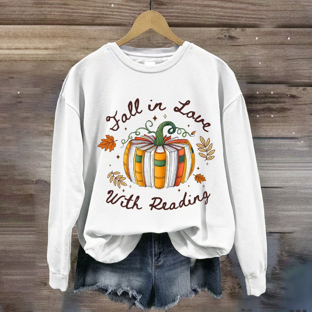 Fall In Love With Reading Fall Season Pumpkin Sweatshirt