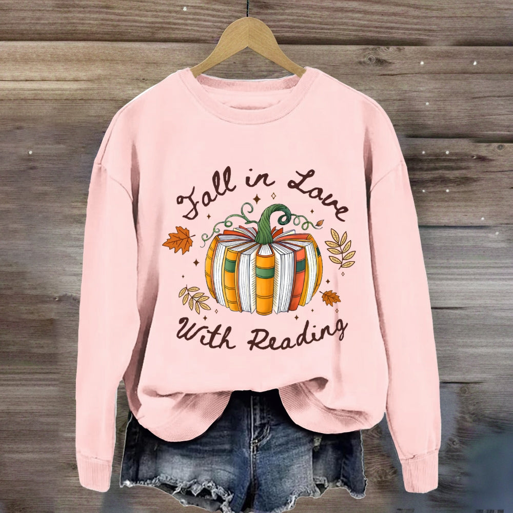 Fall In Love With Reading Fall Season Pumpkin Sweatshirt