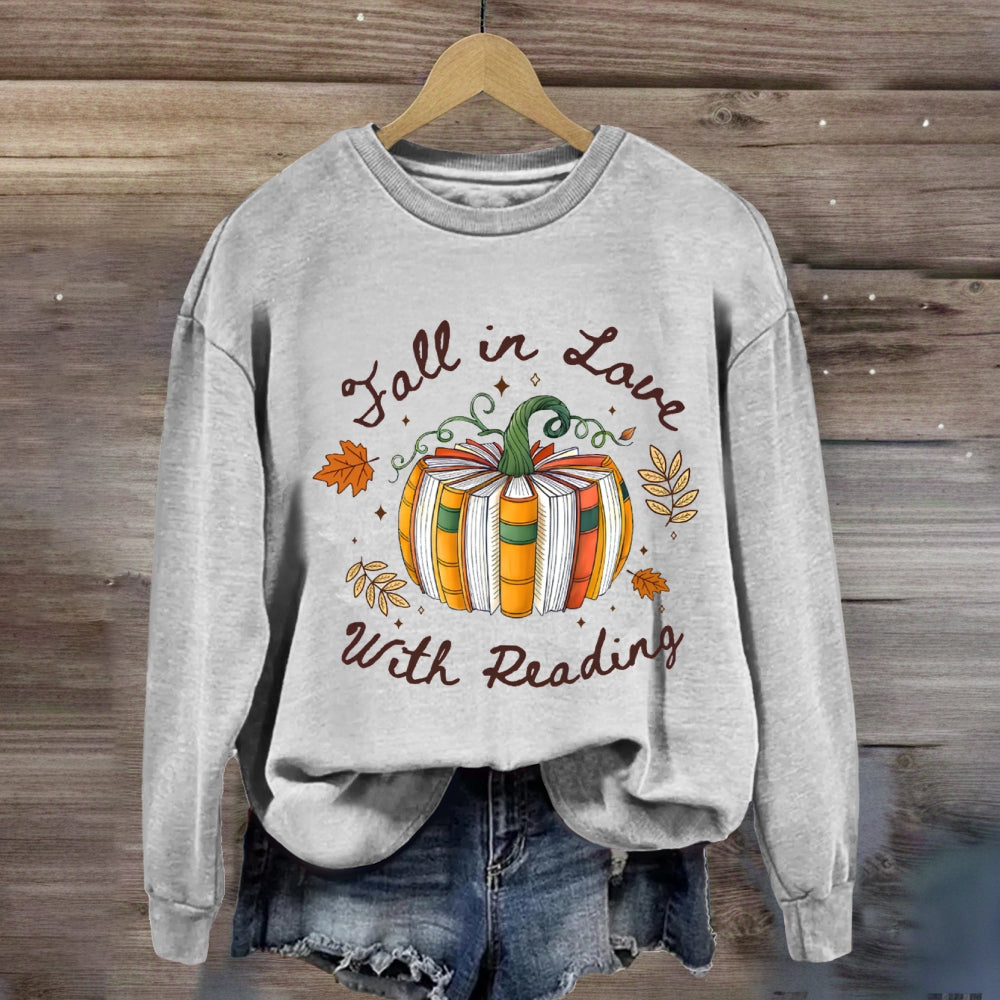 Fall In Love With Reading Fall Season Pumpkin Sweatshirt