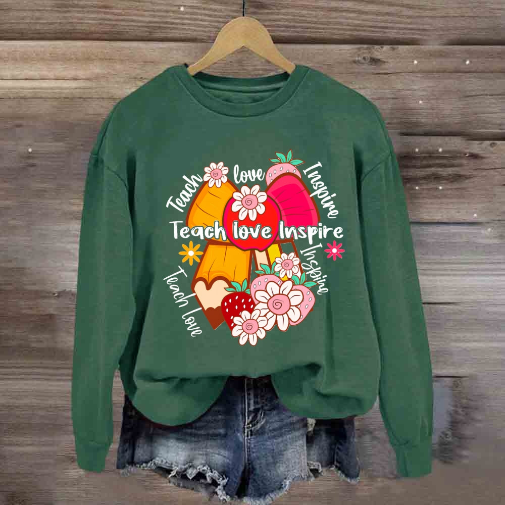 Teach Love Inspire Apple Bow Sweatshirt