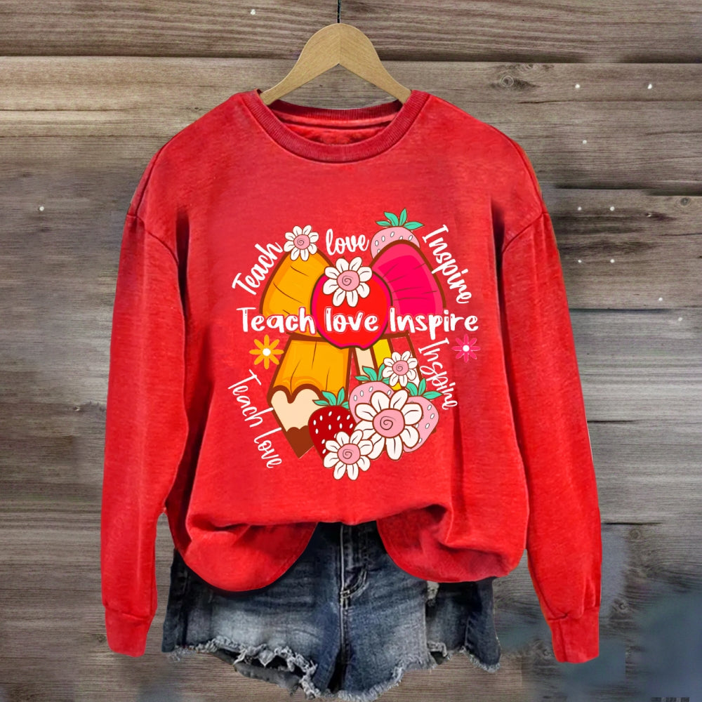 Teach Love Inspire Apple Bow Sweatshirt