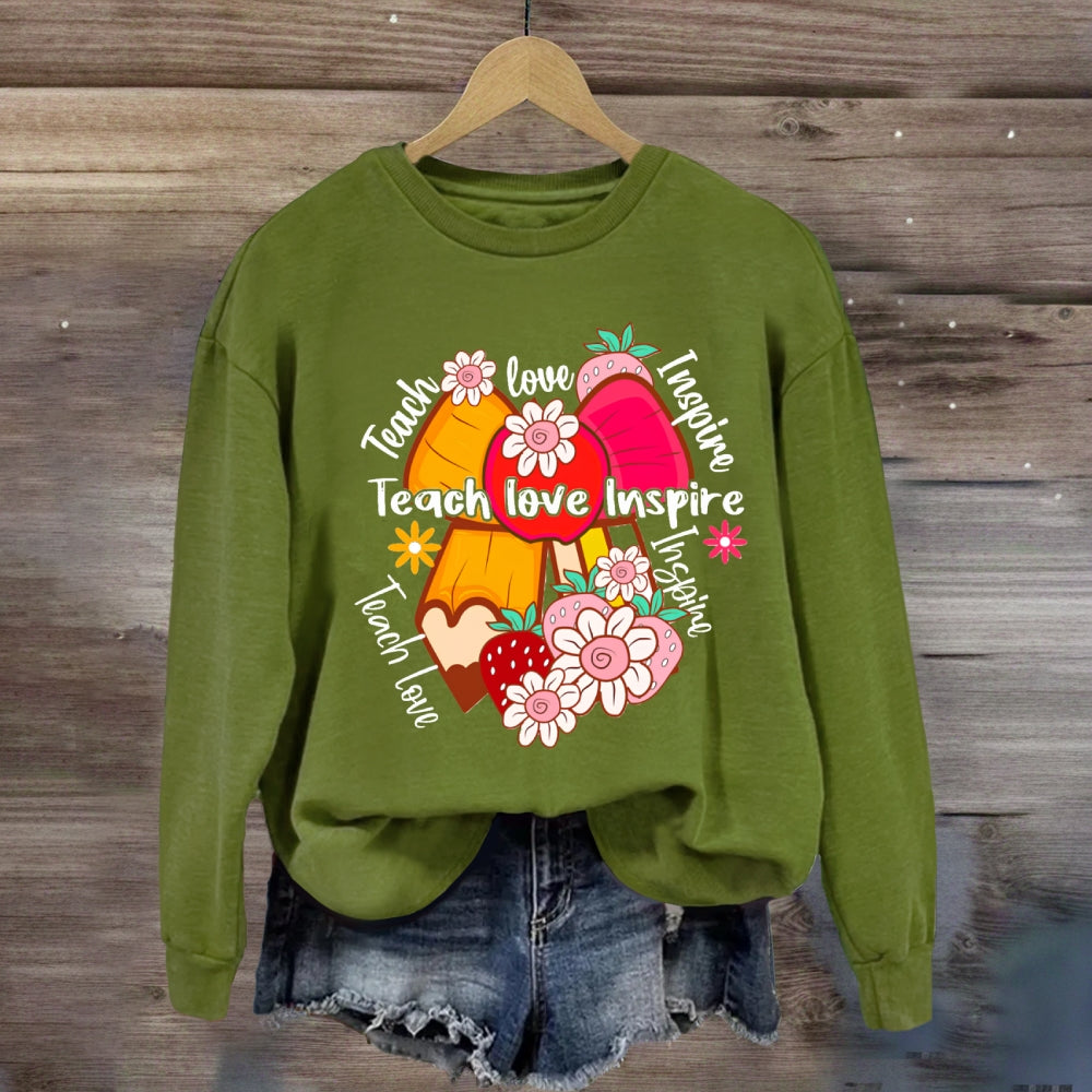 Teach Love Inspire Apple Bow Sweatshirt