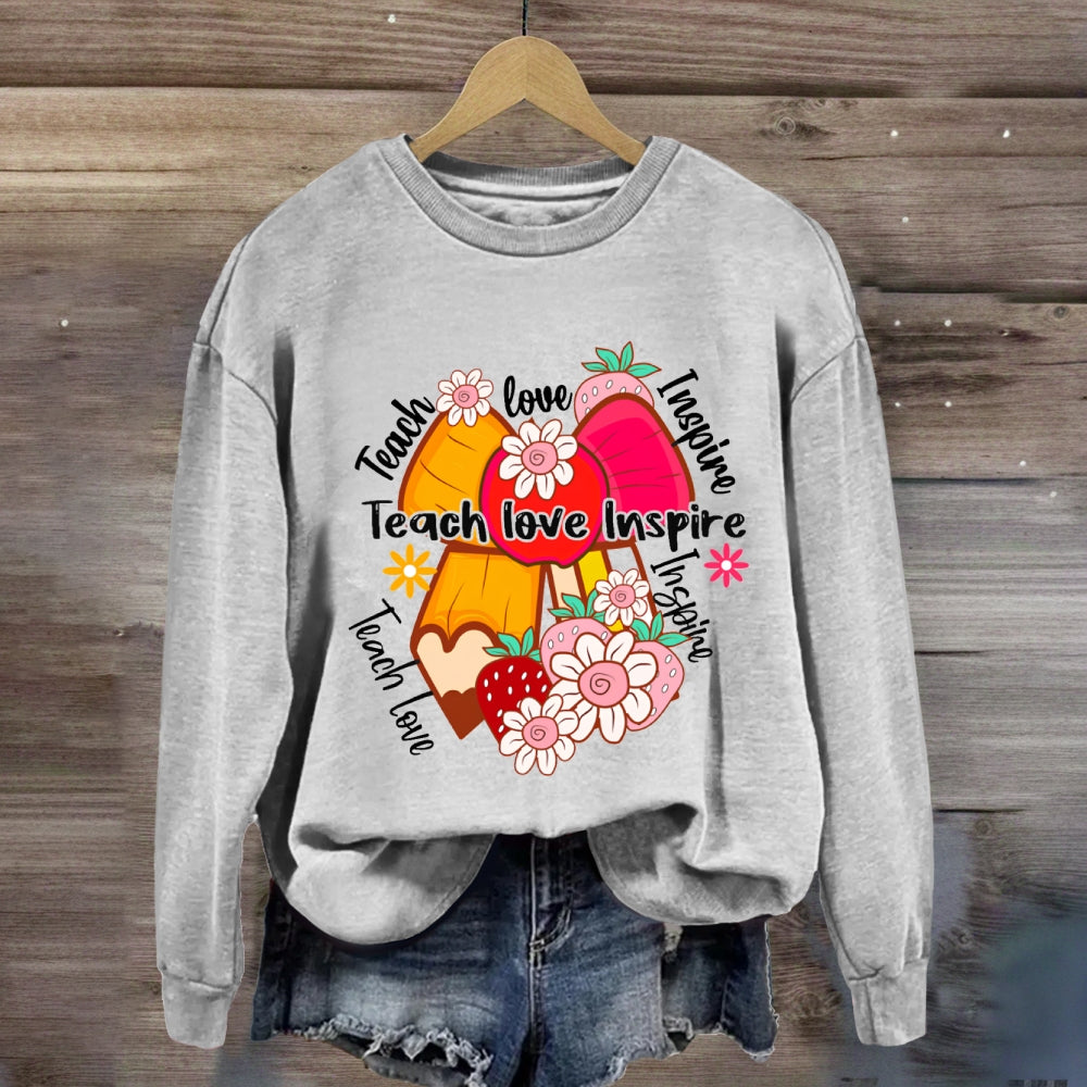 Teach Love Inspire Apple Bow Sweatshirt