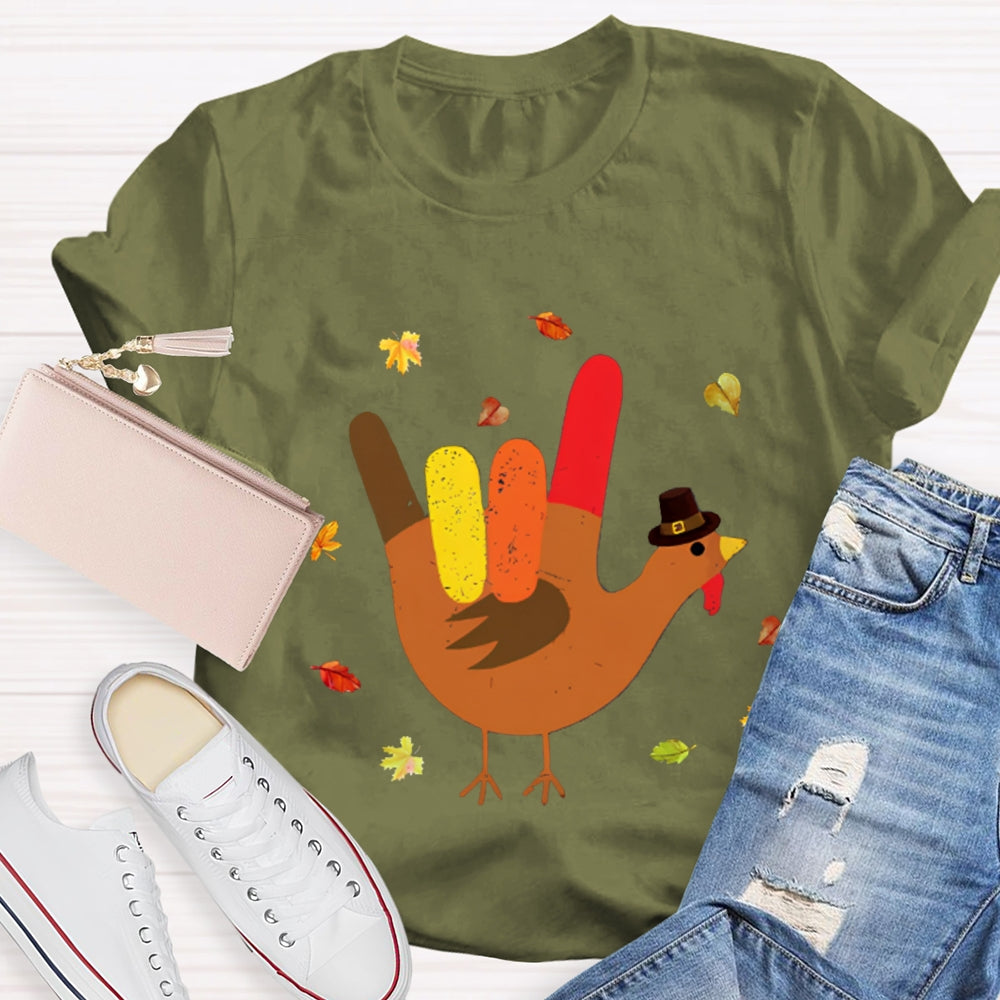 Love Turkey Sign Language Thanksgiving T-shirt