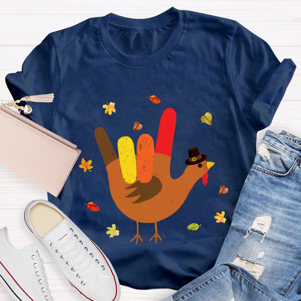 Love Turkey Sign Language Thanksgiving T-shirt