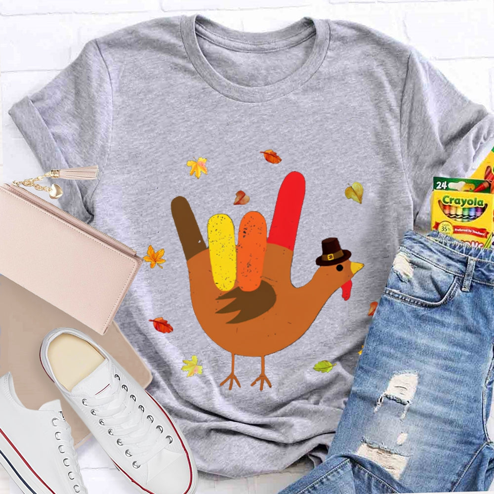 Love Turkey Sign Language Thanksgiving T-shirt