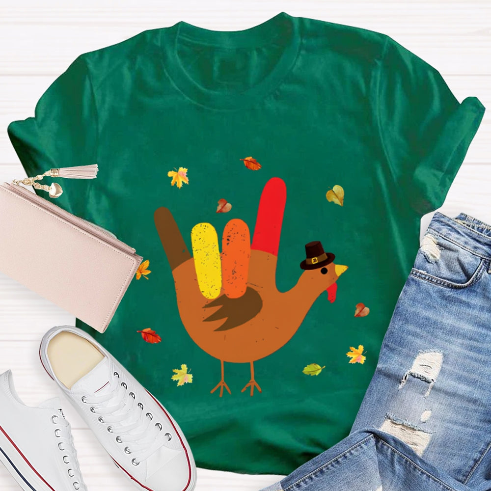 Love Turkey Sign Language Thanksgiving T-shirt