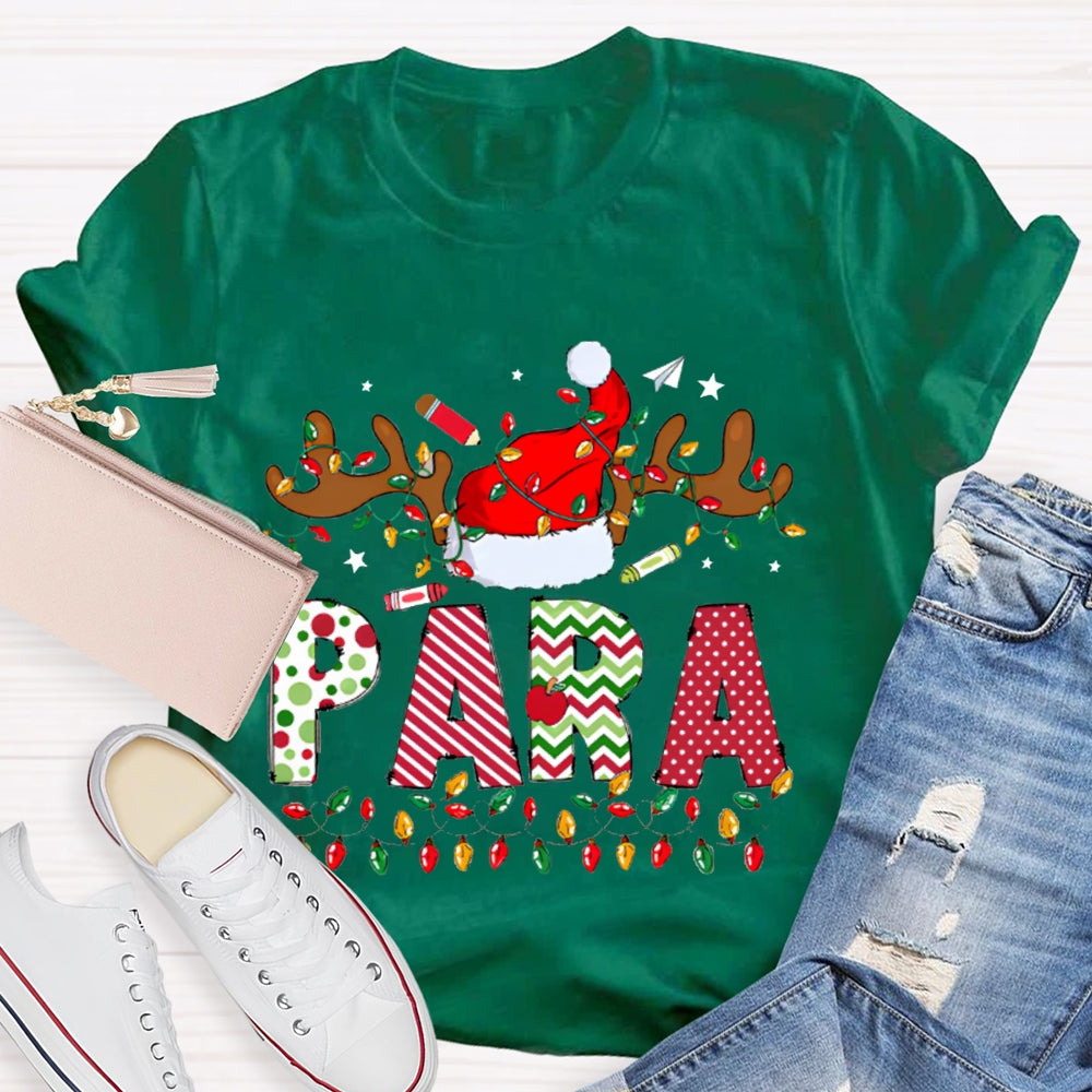 Para Professional Santa Hat And Lights Christmas T-shirt