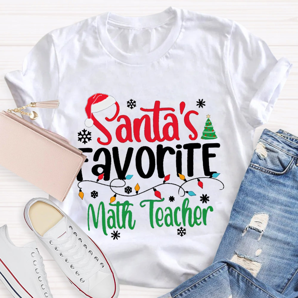 Santa'S Favorite Math Teacher Christmas Lights T-shirt