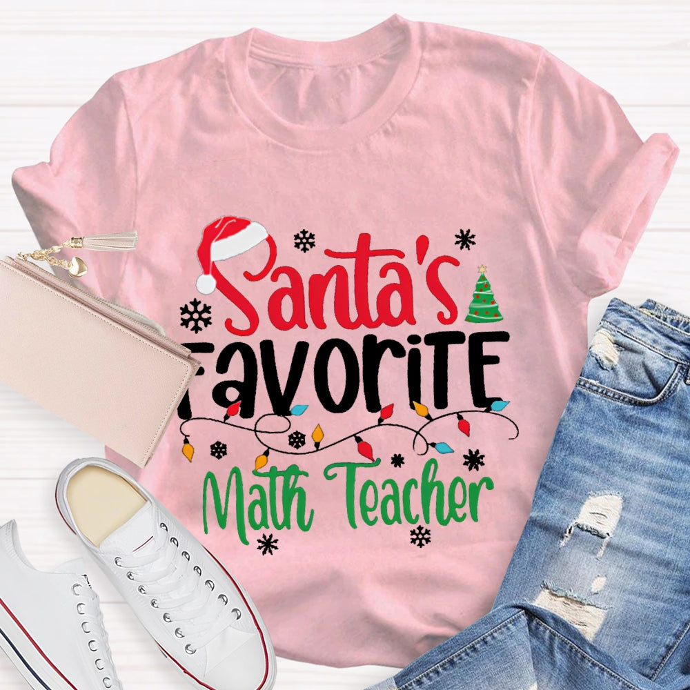 Santa'S Favorite Math Teacher Christmas Lights T-shirt