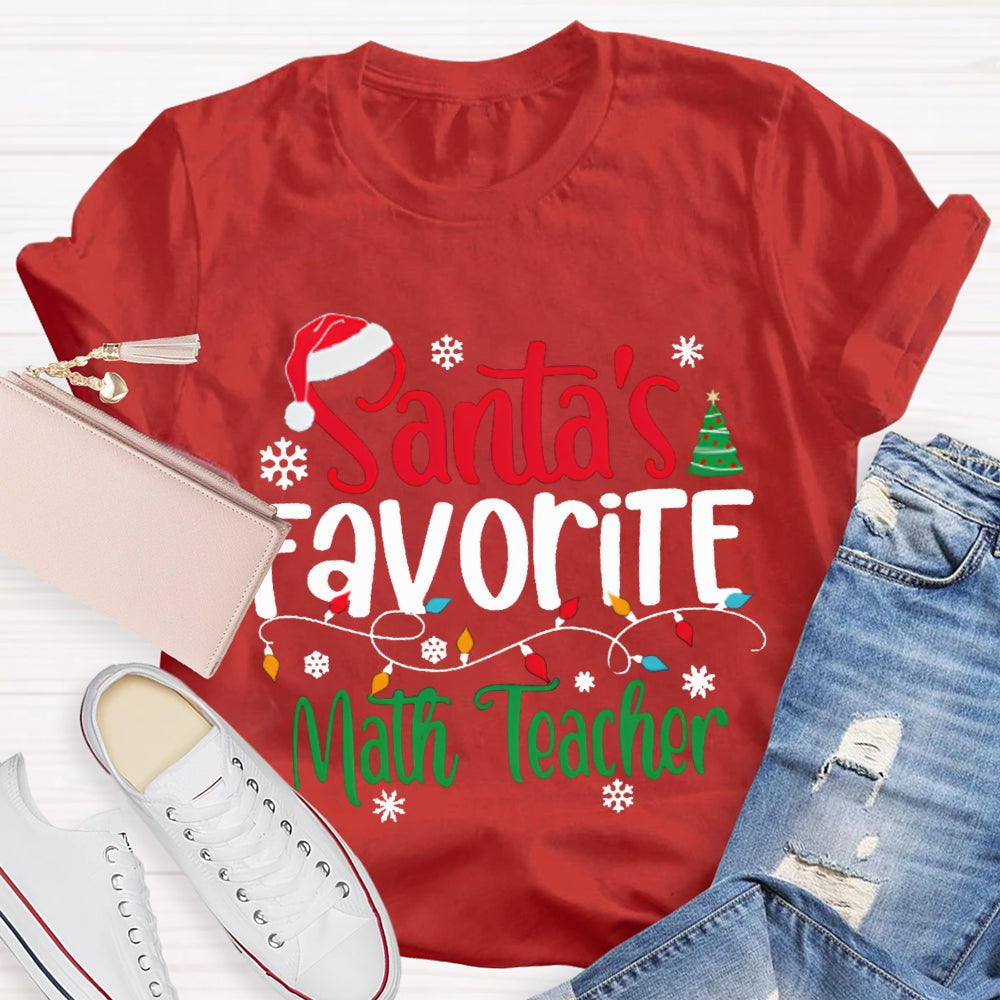 Santa'S Favorite Math Teacher Christmas Lights T-shirt