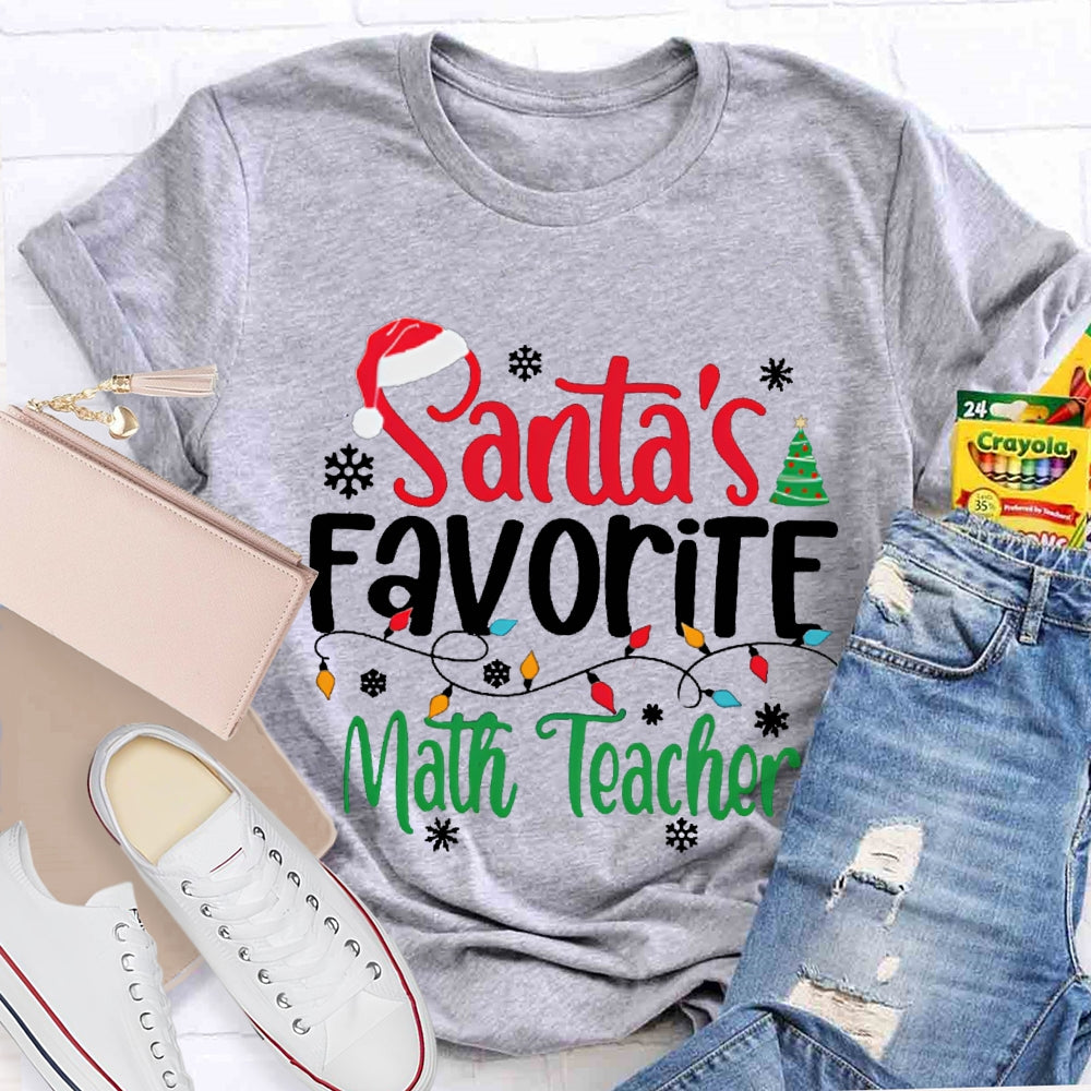 Santa'S Favorite Math Teacher Christmas Lights T-shirt