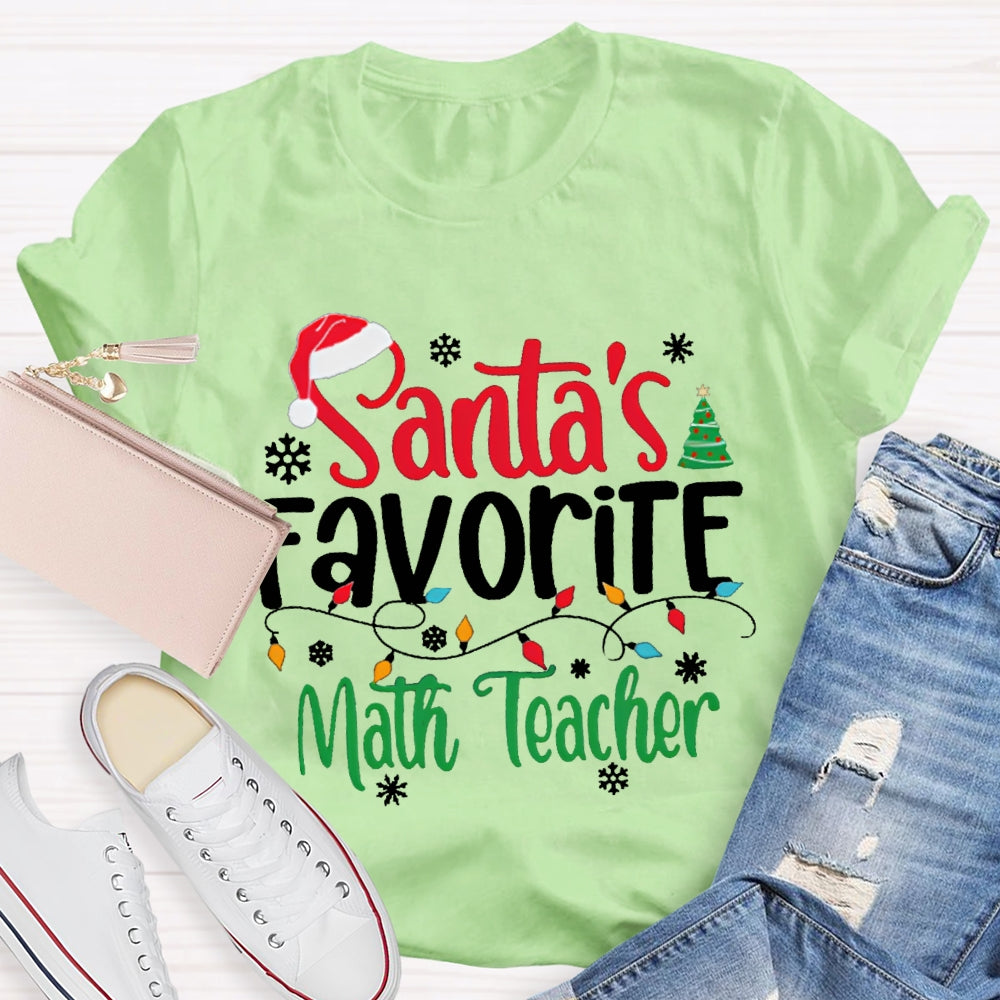 Santa'S Favorite Math Teacher Christmas Lights T-shirt