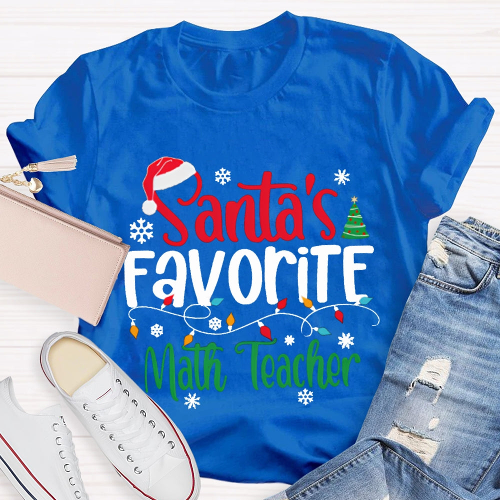Santa'S Favorite Math Teacher Christmas Lights T-shirt