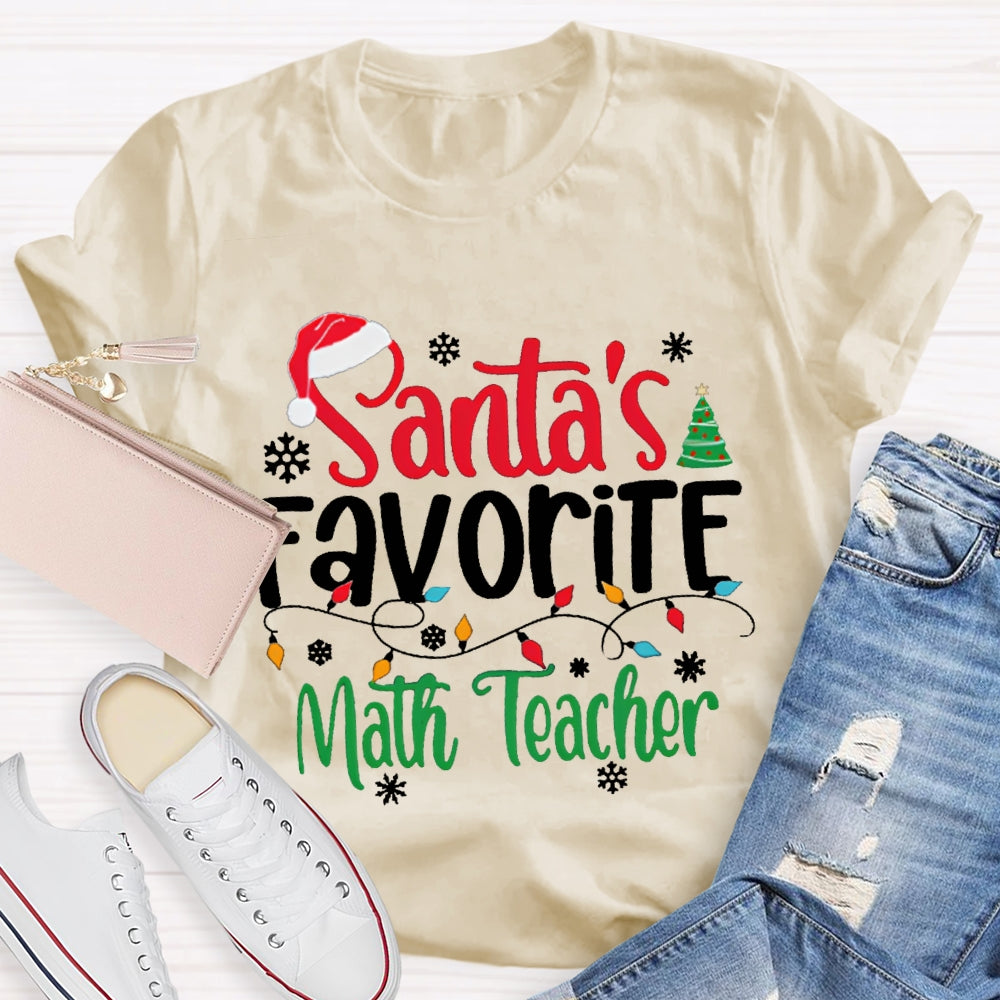 Santa'S Favorite Math Teacher Christmas Lights T-shirt