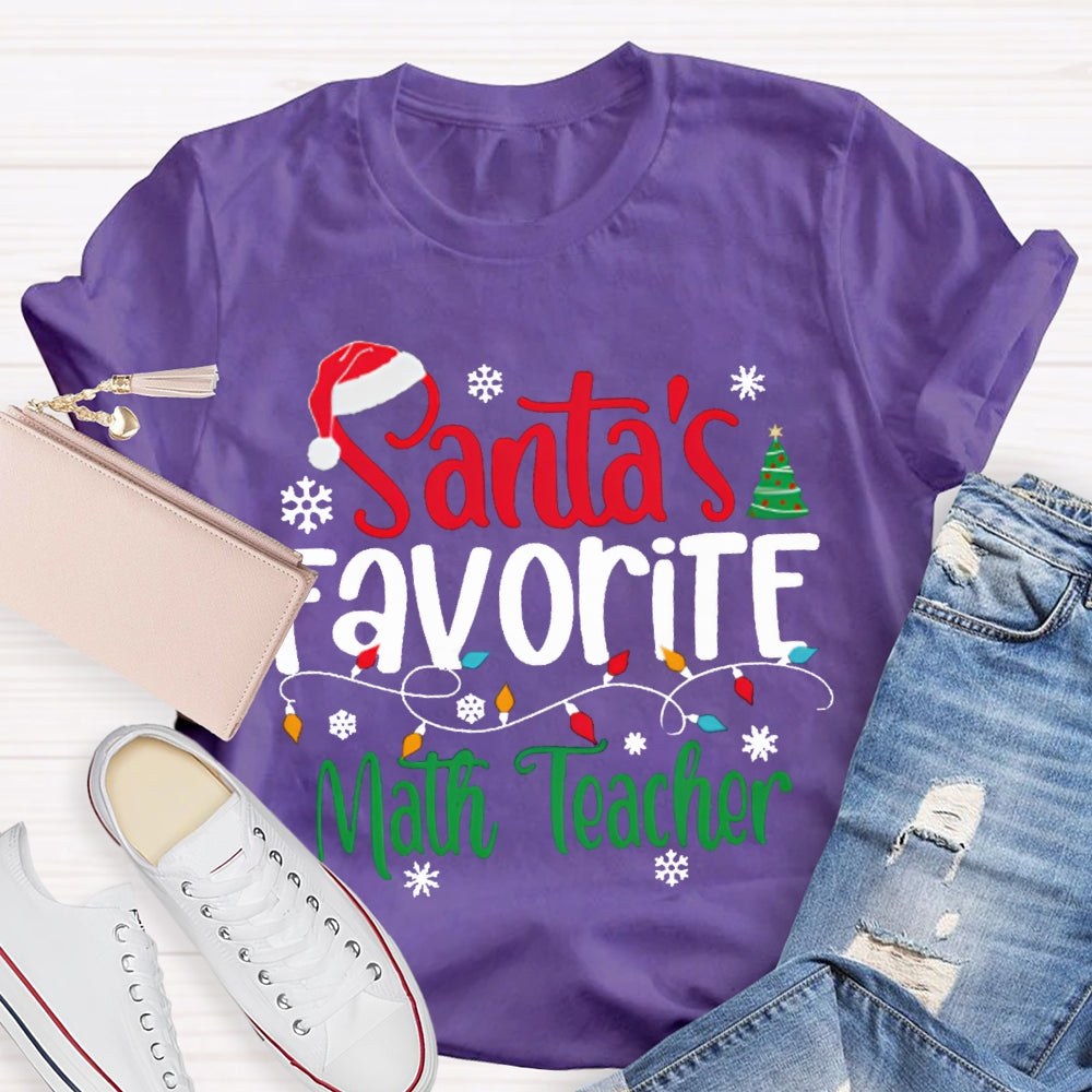 Santa'S Favorite Math Teacher Christmas Lights T-shirt