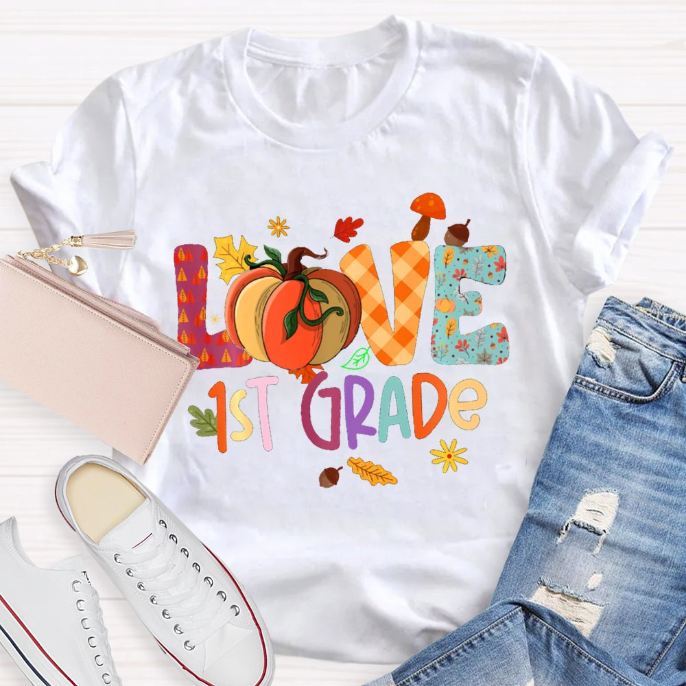Personalized Grade Love Fall Season T-Shirt