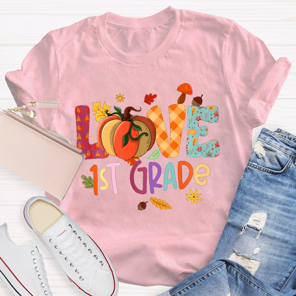 Personalized Grade Love Fall Season T-Shirt