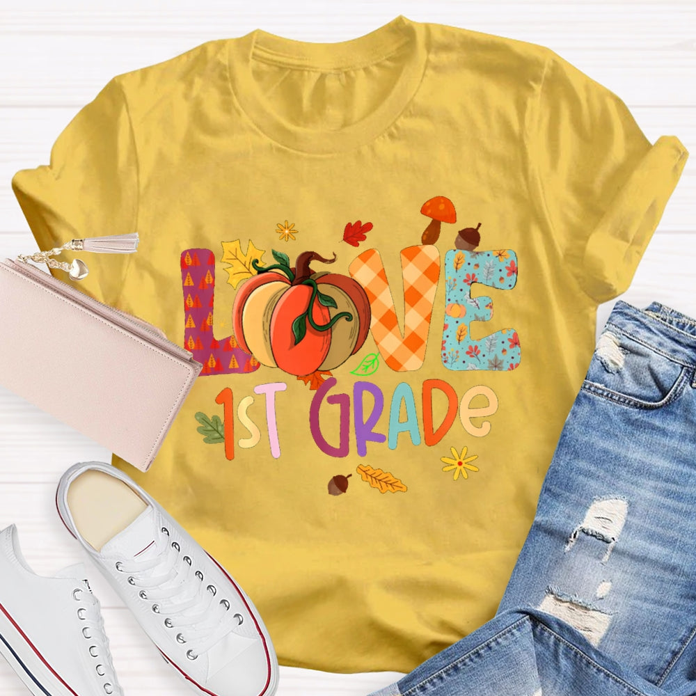 Personalized Grade Love Fall Season T-Shirt