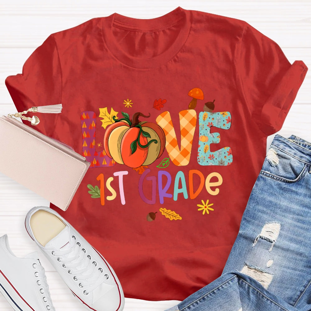 Personalized Grade Love Fall Season T-Shirt
