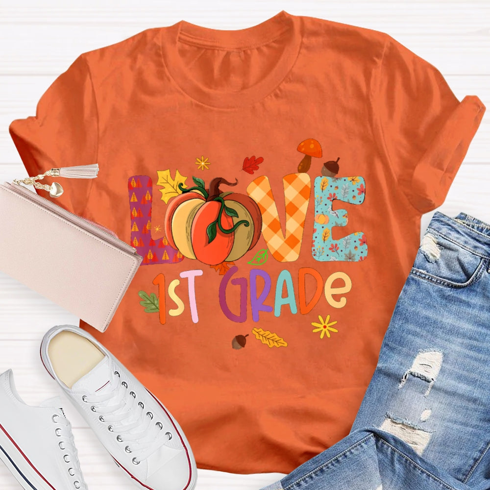 Personalized Grade Love Fall Season T-Shirt