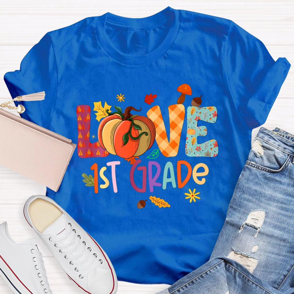 Personalized Grade Love Fall Season T-Shirt
