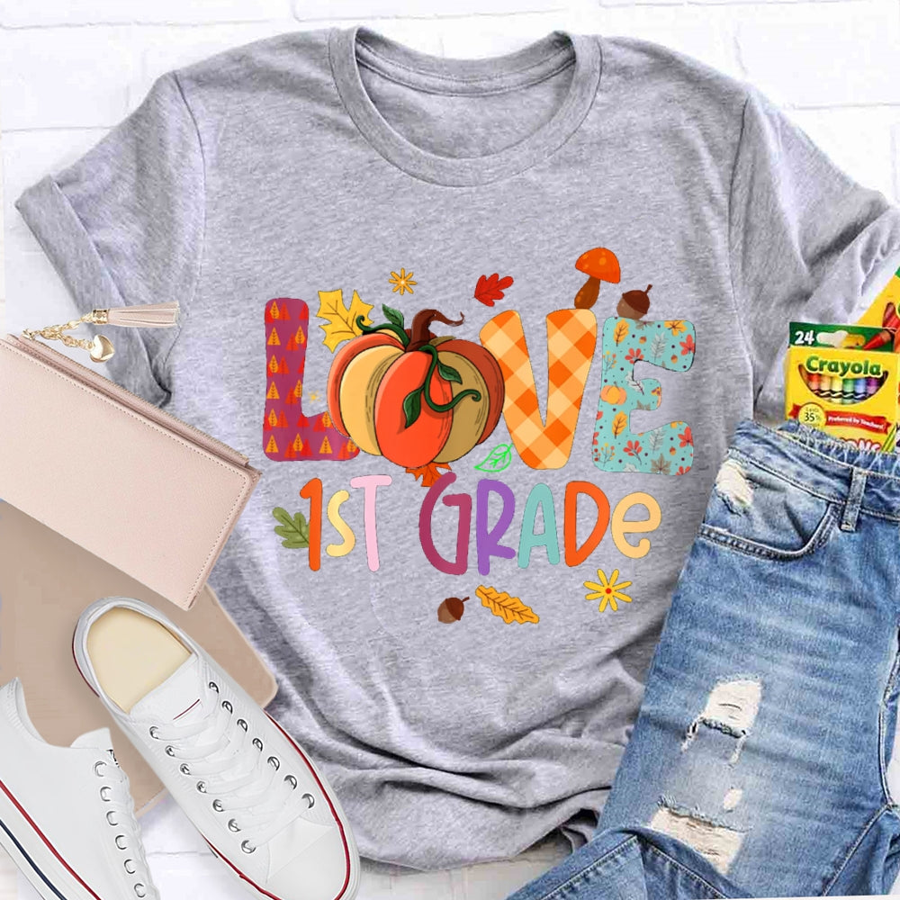 Personalized Grade Love Fall Season T-Shirt