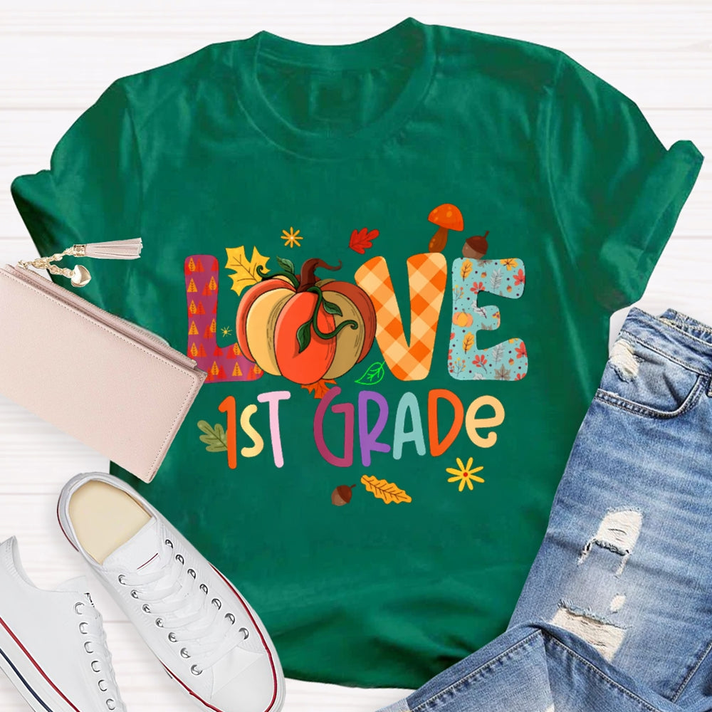 Personalized Grade Love Fall Season T-Shirt