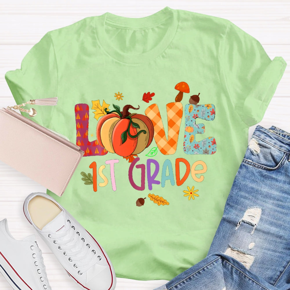 Personalized Grade Love Fall Season T-Shirt