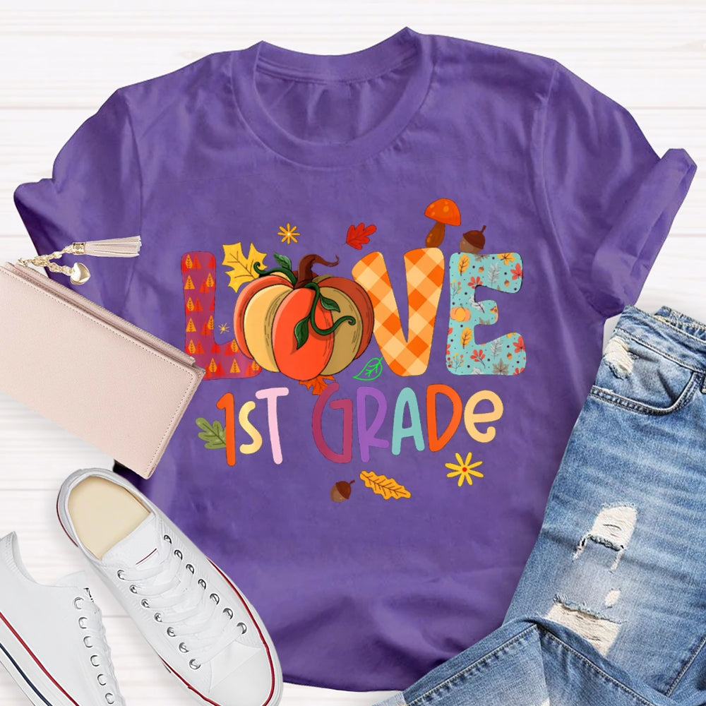 Personalized Grade Love Fall Season T-Shirt