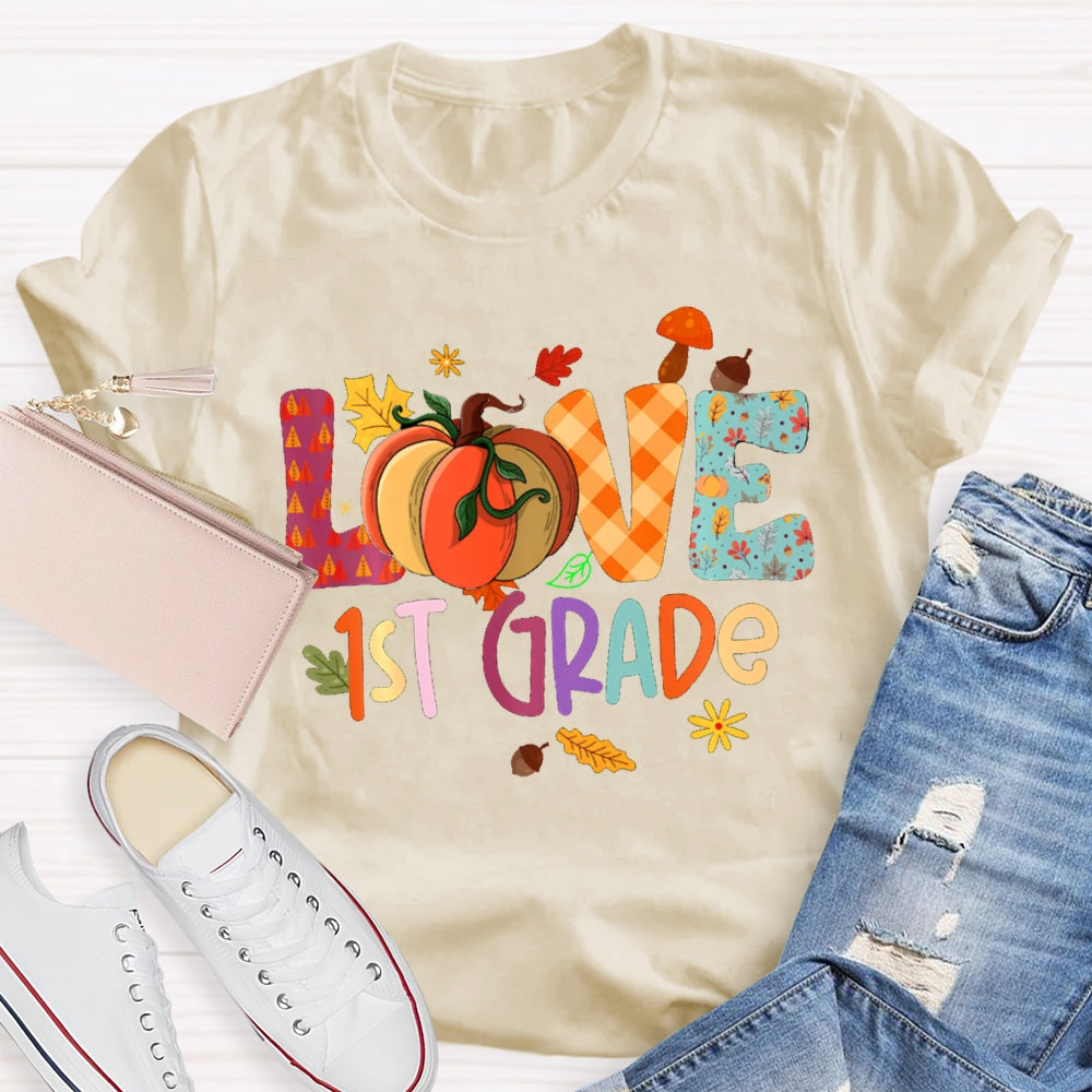 Personalized Grade Love Fall Season T-Shirt