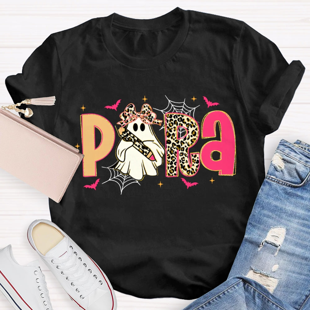 Halloween Leopard Para Pink Bat T-Shirt