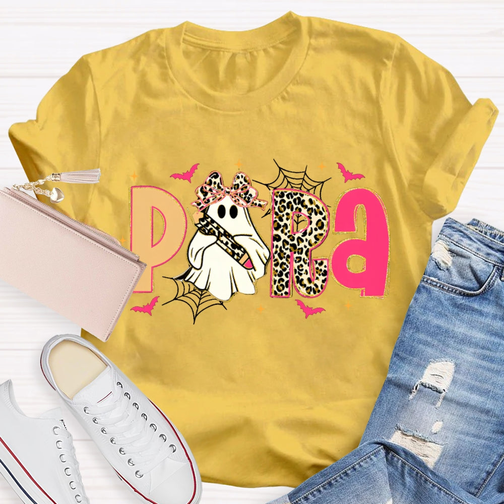 Halloween Leopard Para Pink Bat T-Shirt
