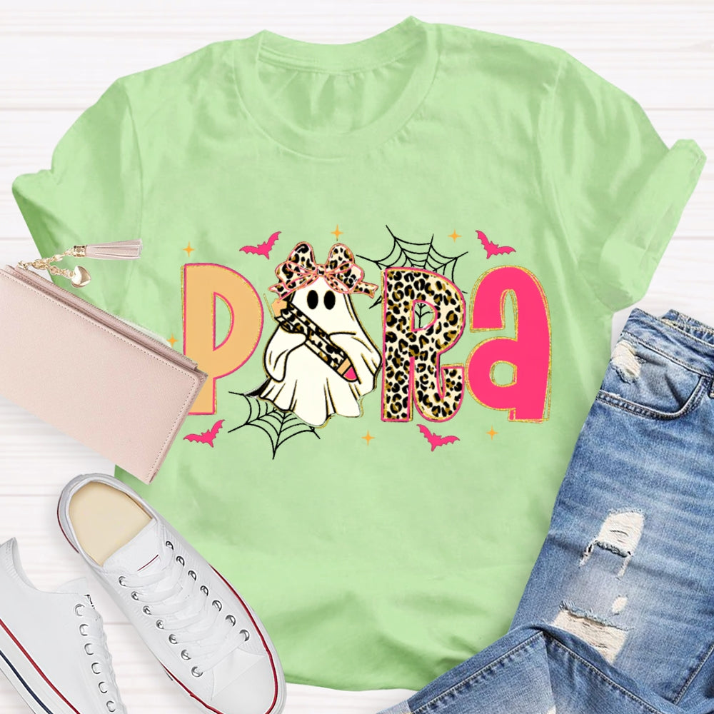 Halloween Leopard Para Pink Bat T-Shirt