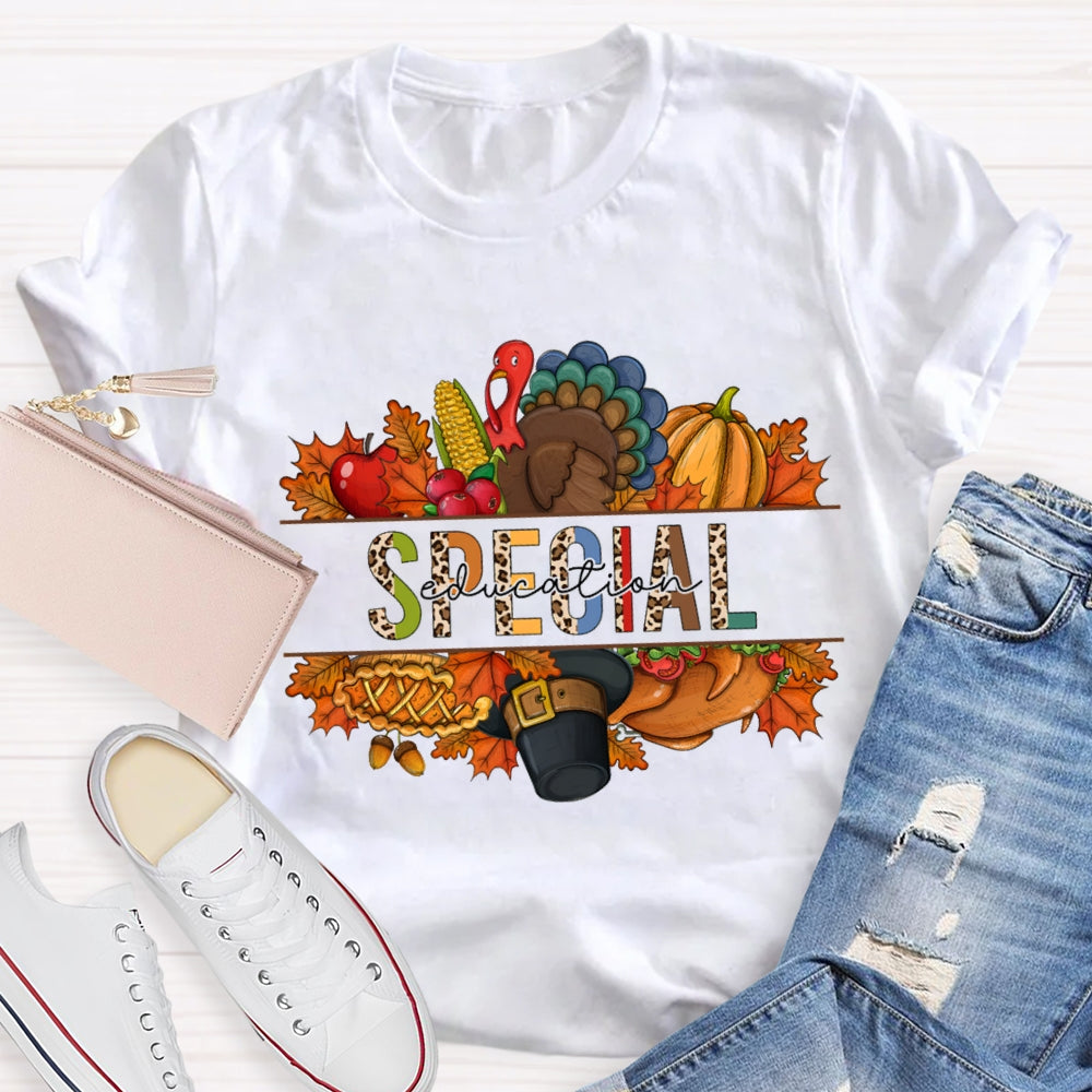 Special Education Fall Vibes Buddy Pumpkin Corn T-Shirt