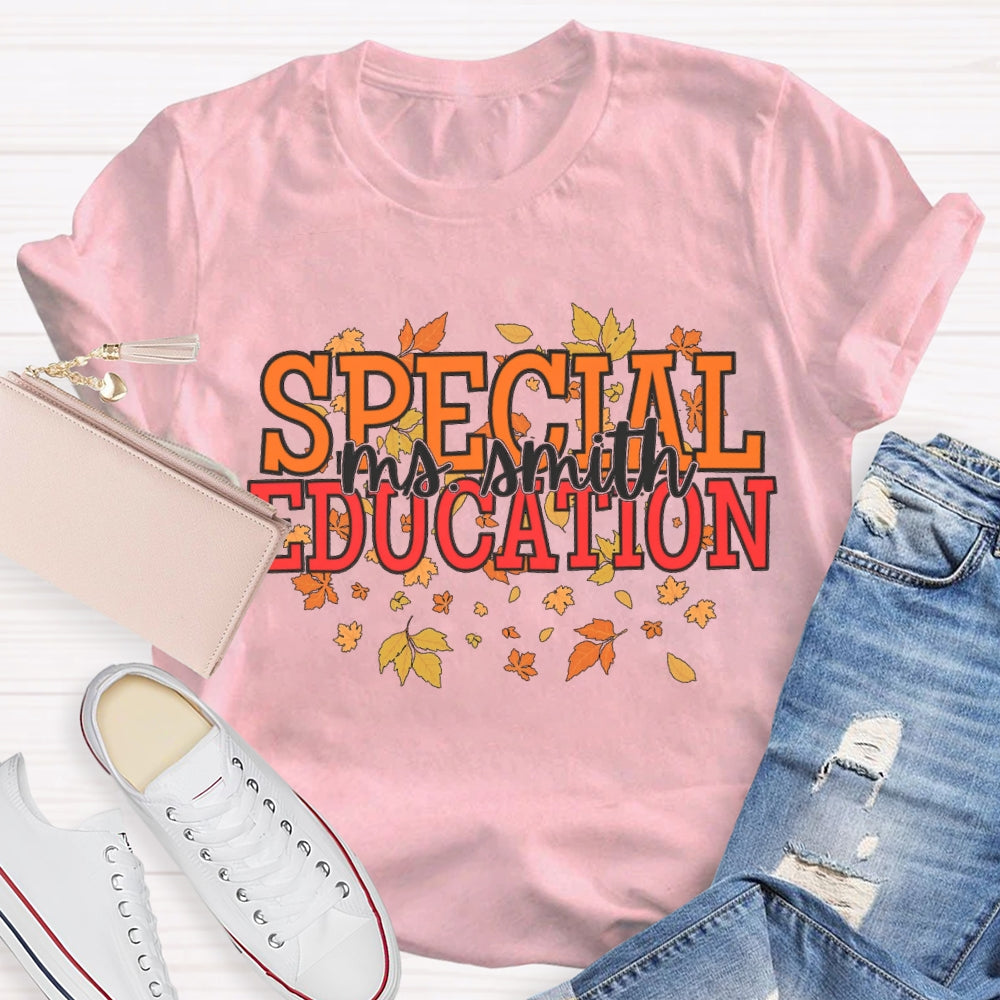 Personalized Name Special Education Fall Season T-Shirt