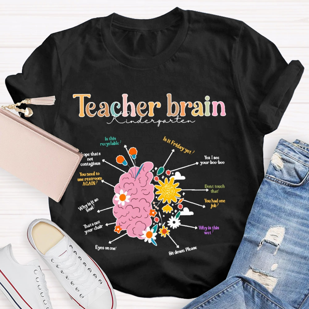 Personalized Grade Teacher Brain Kindergarten T-shirt
