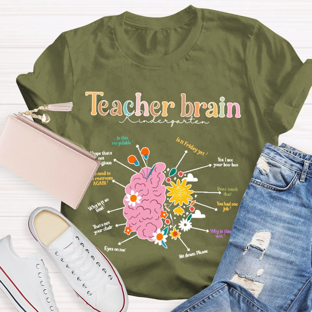 Personalized Grade Teacher Brain Kindergarten T-shirt