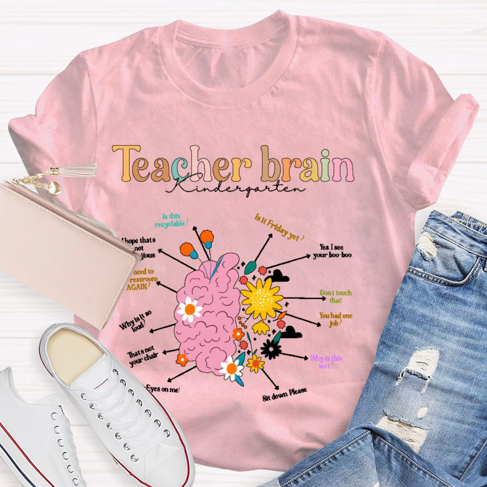 Personalized Grade Teacher Brain Kindergarten T-shirt