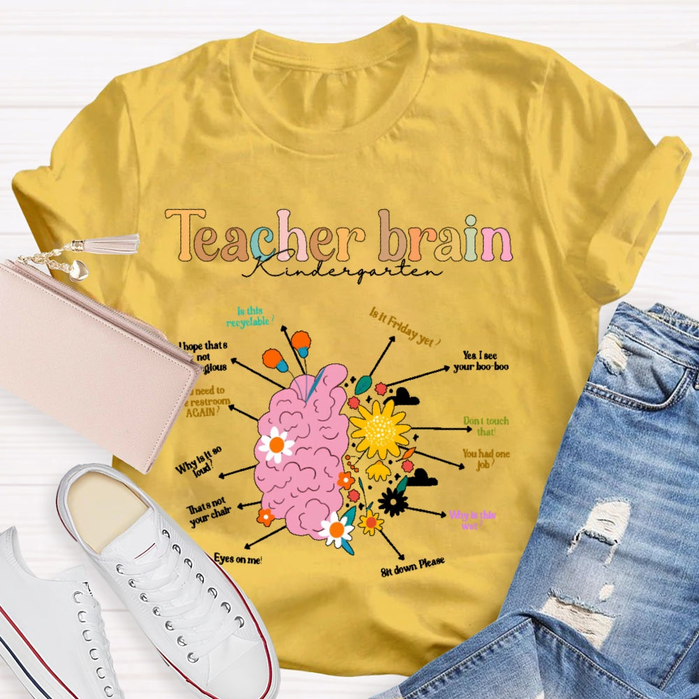 Personalized Grade Teacher Brain Kindergarten T-shirt