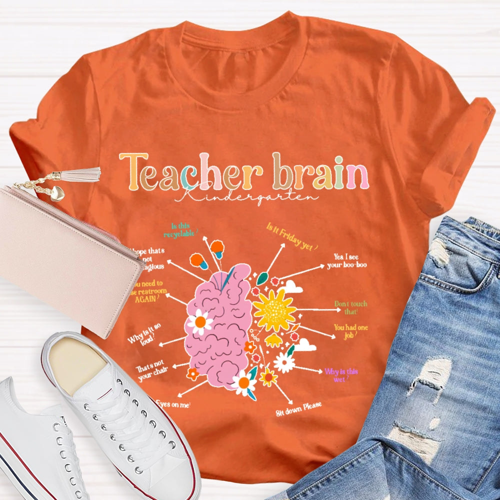 Personalized Grade Teacher Brain Kindergarten T-shirt