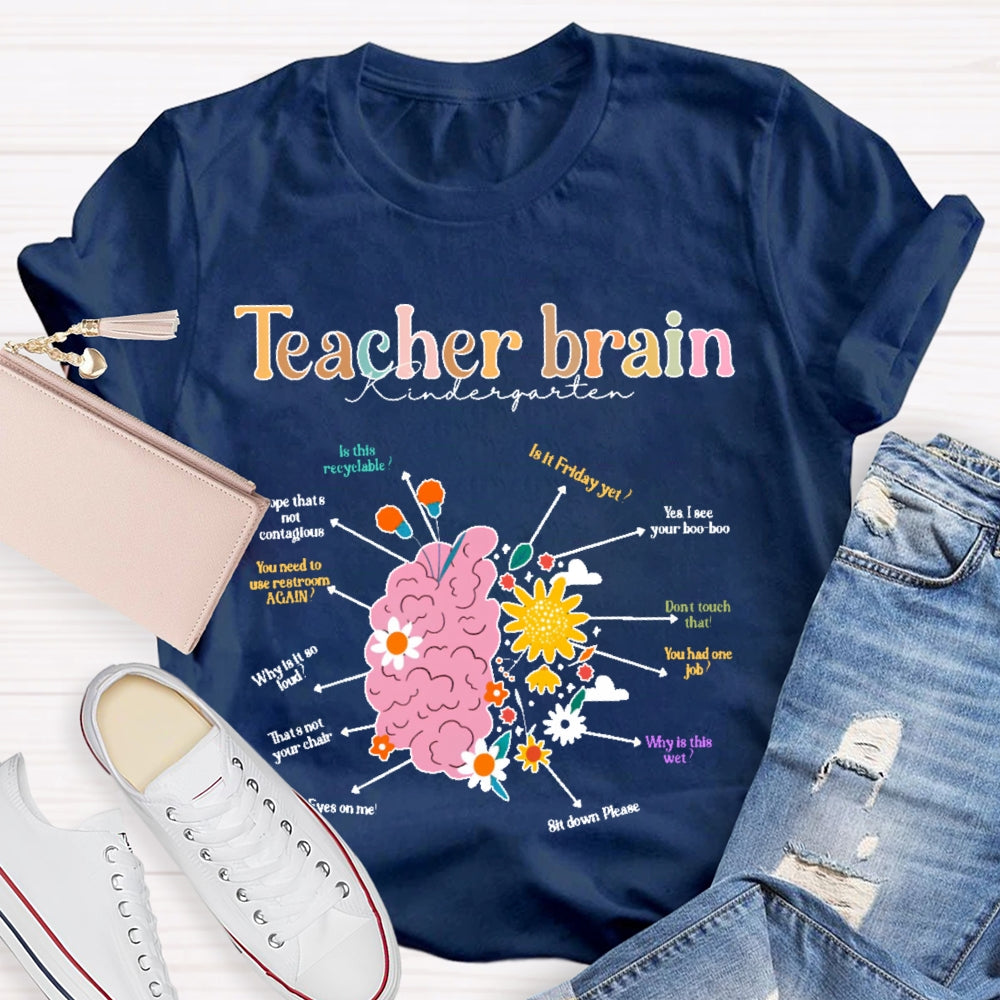 Personalized Grade Teacher Brain Kindergarten T-shirt